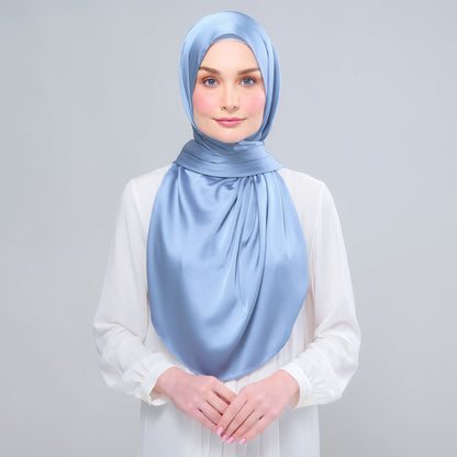 [As-Is] Instant Tag n' Go Shawl l Satin Silk in Dusty Blue 2.0
