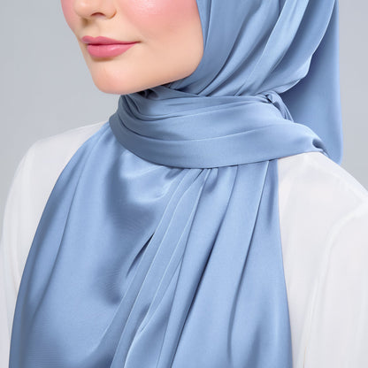 [As-Is] Instant Tag n' Go Shawl l Satin Silk in Dusty Blue 2.0