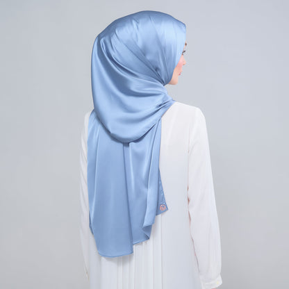 [As-Is] Instant Tag n' Go Shawl l Satin Silk in Dusty Blue 2.0