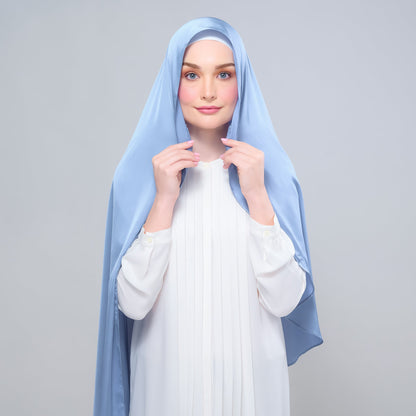 [As-Is] Instant Tag n' Go Shawl l Satin Silk in Dusty Blue 2.0