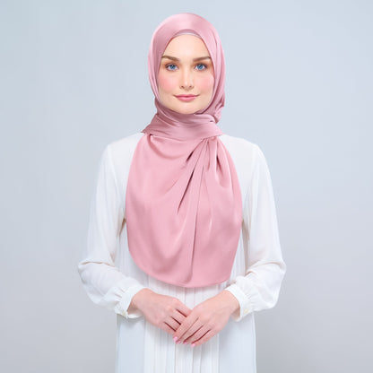 [As-Is] Instant Tag n' Go Shawl l Satin Silk in Dusty Pink