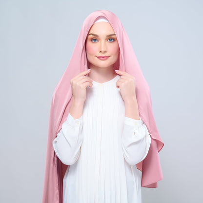 [As-Is] Instant Tag n' Go Shawl l Satin Silk in Dusty Pink