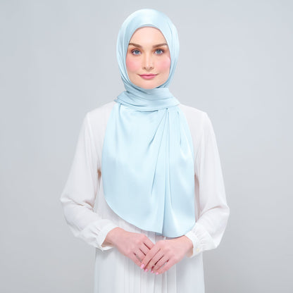 [As-Is] Instant Tag n' Go Shawl l Satin Silk in Mint Blue
