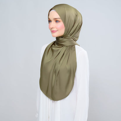[As-Is] Instant Tag n' Go Shawl l Satin Silk in Olive