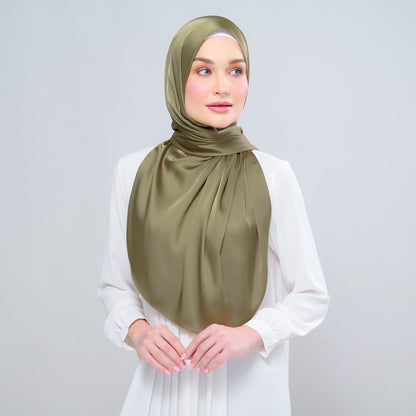 [As-Is] Instant Tag n' Go Shawl l Satin Silk in Olive