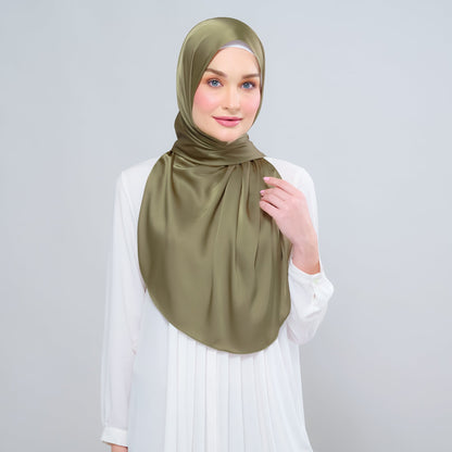 [As-Is] Instant Tag n' Go Shawl l Satin Silk in Olive