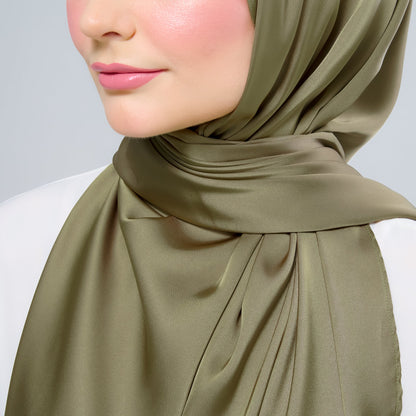 [As-Is] Instant Tag n' Go Shawl l Satin Silk in Olive