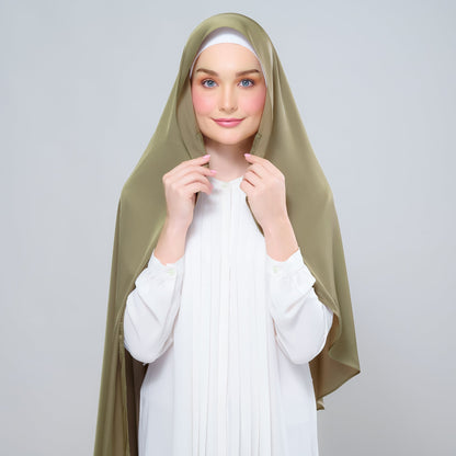 [As-Is] Instant Tag n' Go Shawl l Satin Silk in Olive