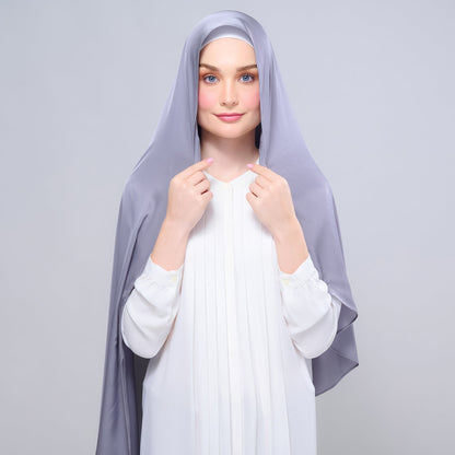 [As-Is] Instant Tag n' Go Shawl l Satin Silk in Titanium Grey