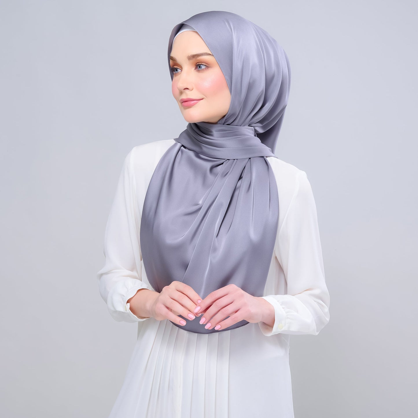 [As-Is] Instant Tag n' Go Shawl l Satin Silk in Titanium Grey