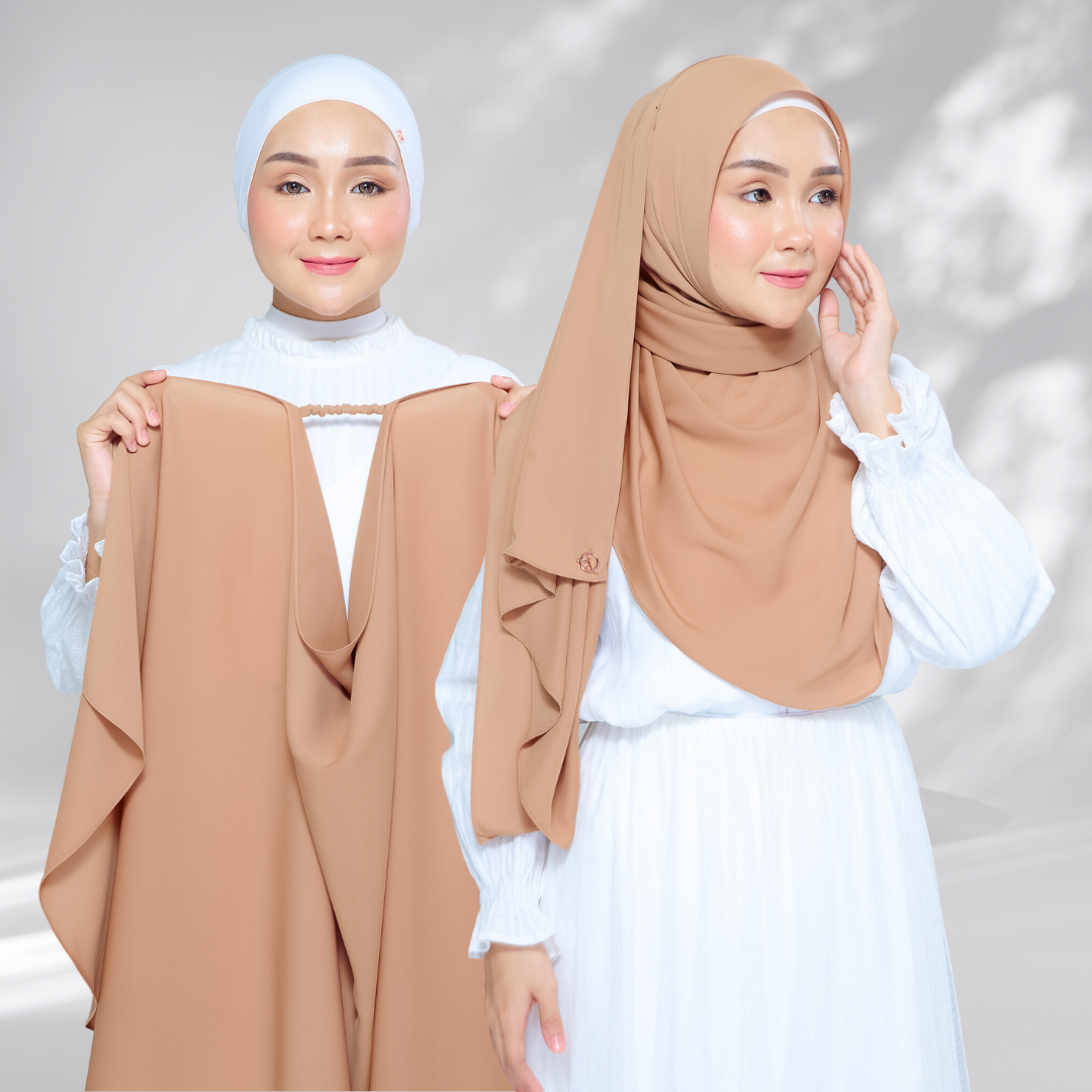 Semi-Instant Sarongje | Chiffon Silk in Tan