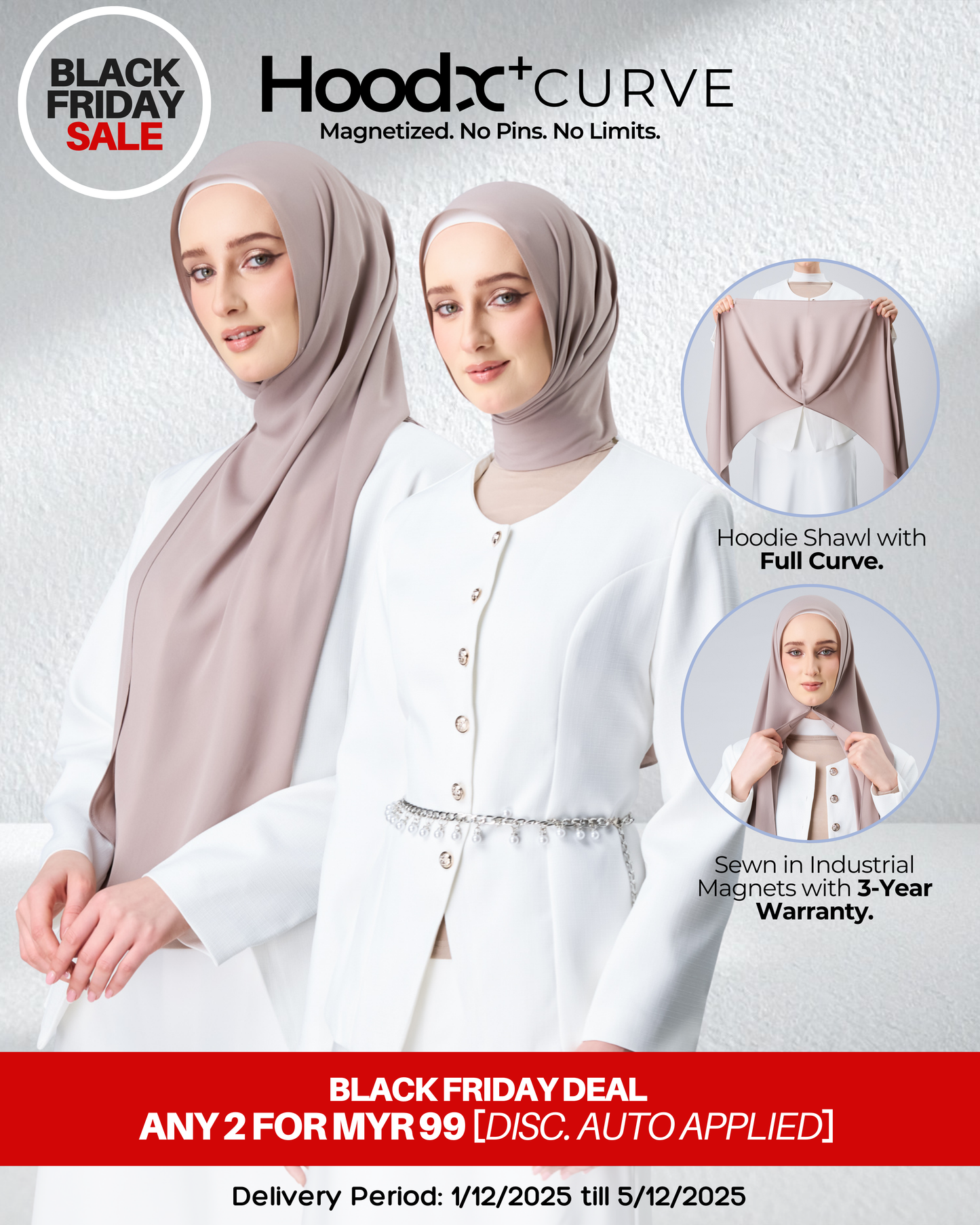 [BFS] HoodX⁺Plus Curve in Taupe [Korean Chiffon]