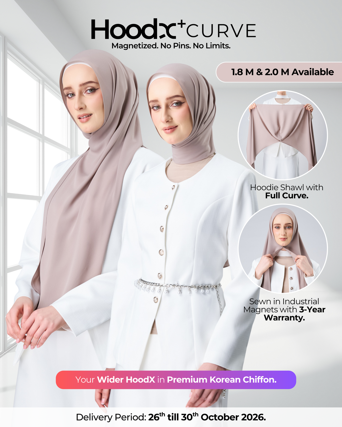 HoodX⁺Plus Curve in Taupe [Korean Chiffon]