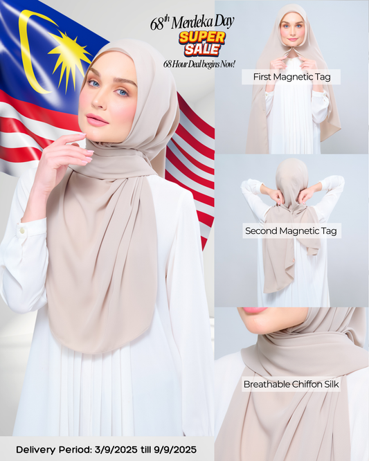 Instant Tag n' Go Shawl  l Chiffon Silk 1.0 in Taupe