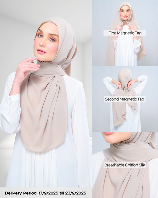 Instant Tag n' Go Shawl  l Chiffon Silk 1.0 in Taupe