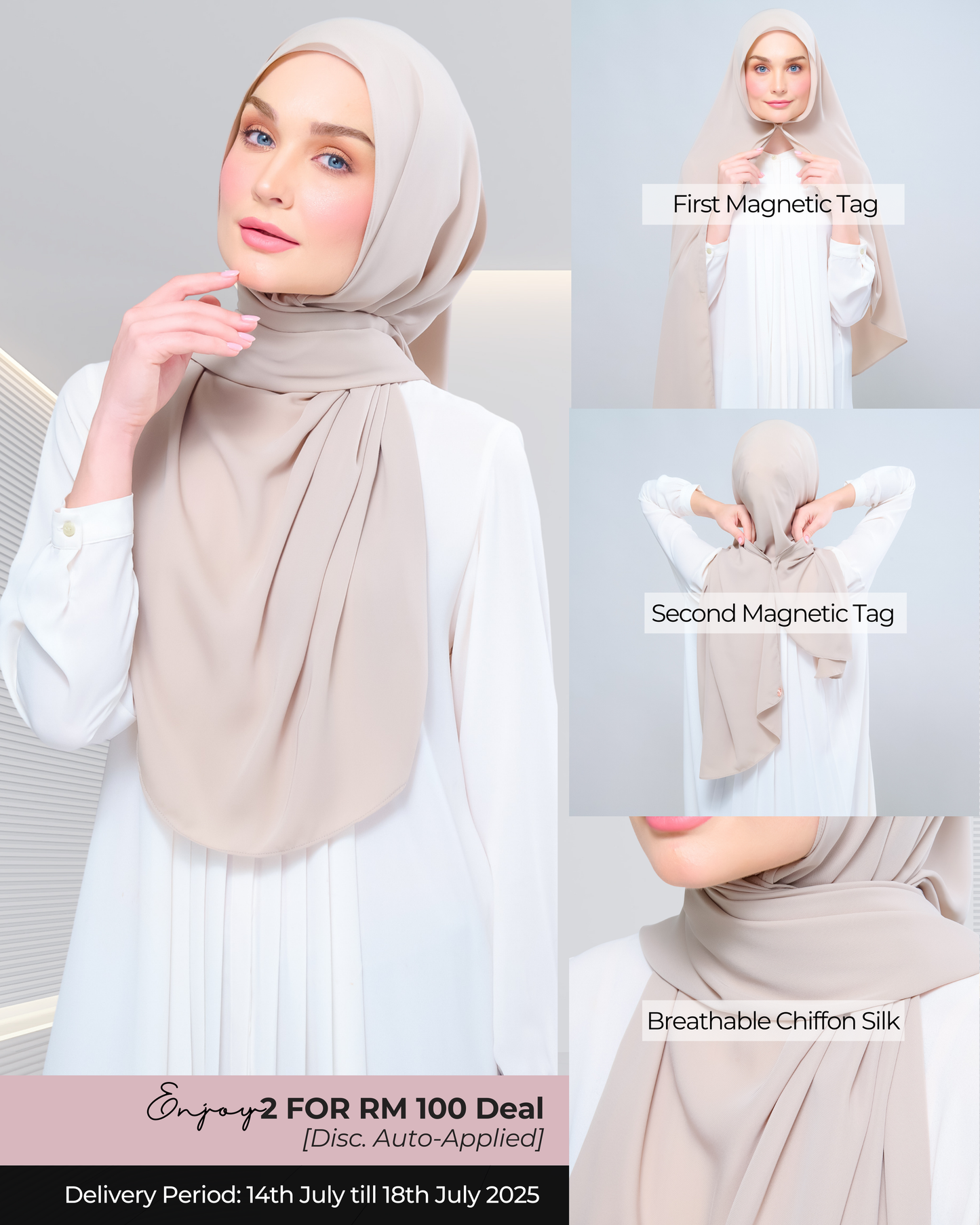 Instant Tag n' Go Shawl  l Chiffon Silk 1.0 in Taupe