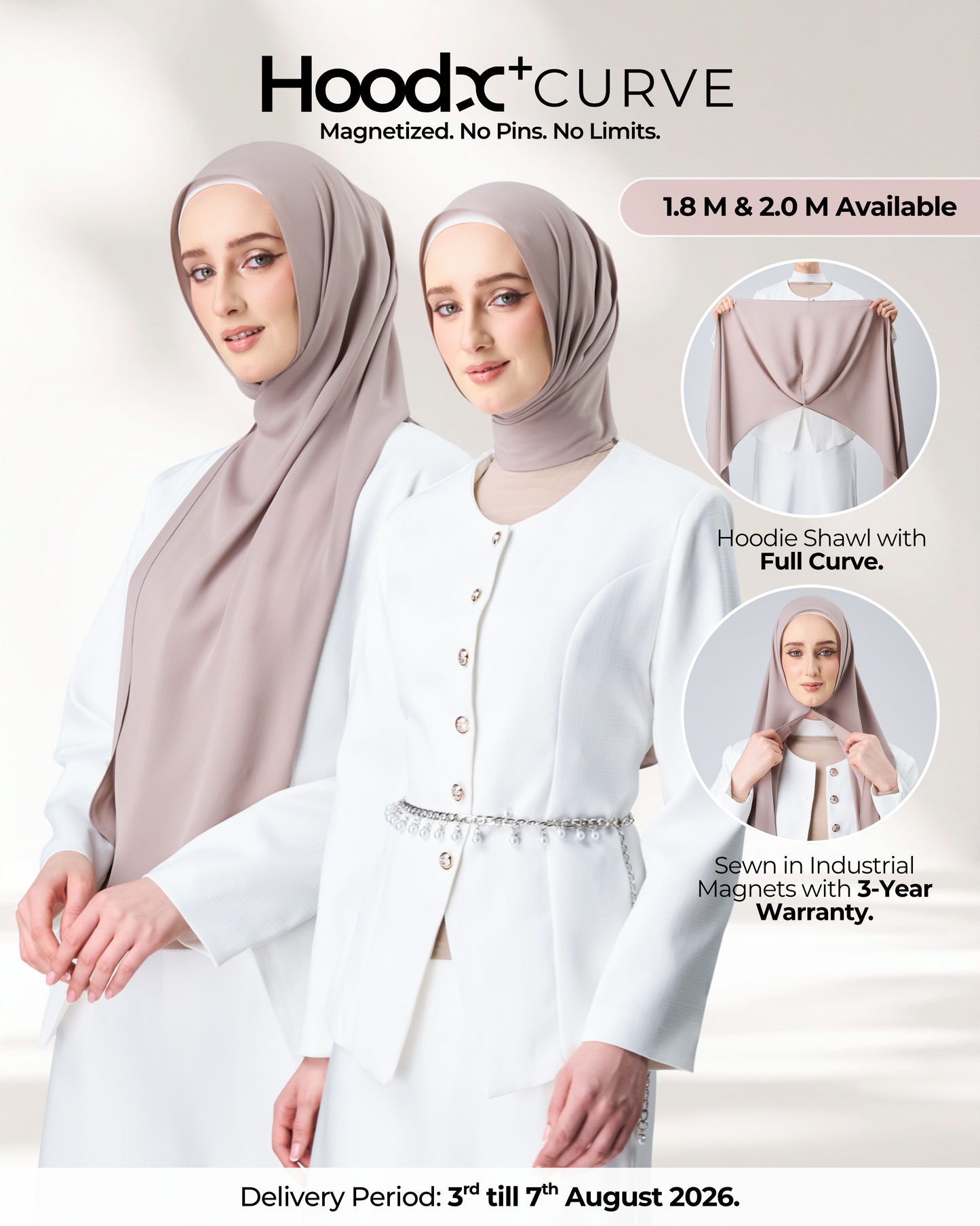 HoodX⁺Plus Curve in Taupe [Korean Chiffon]