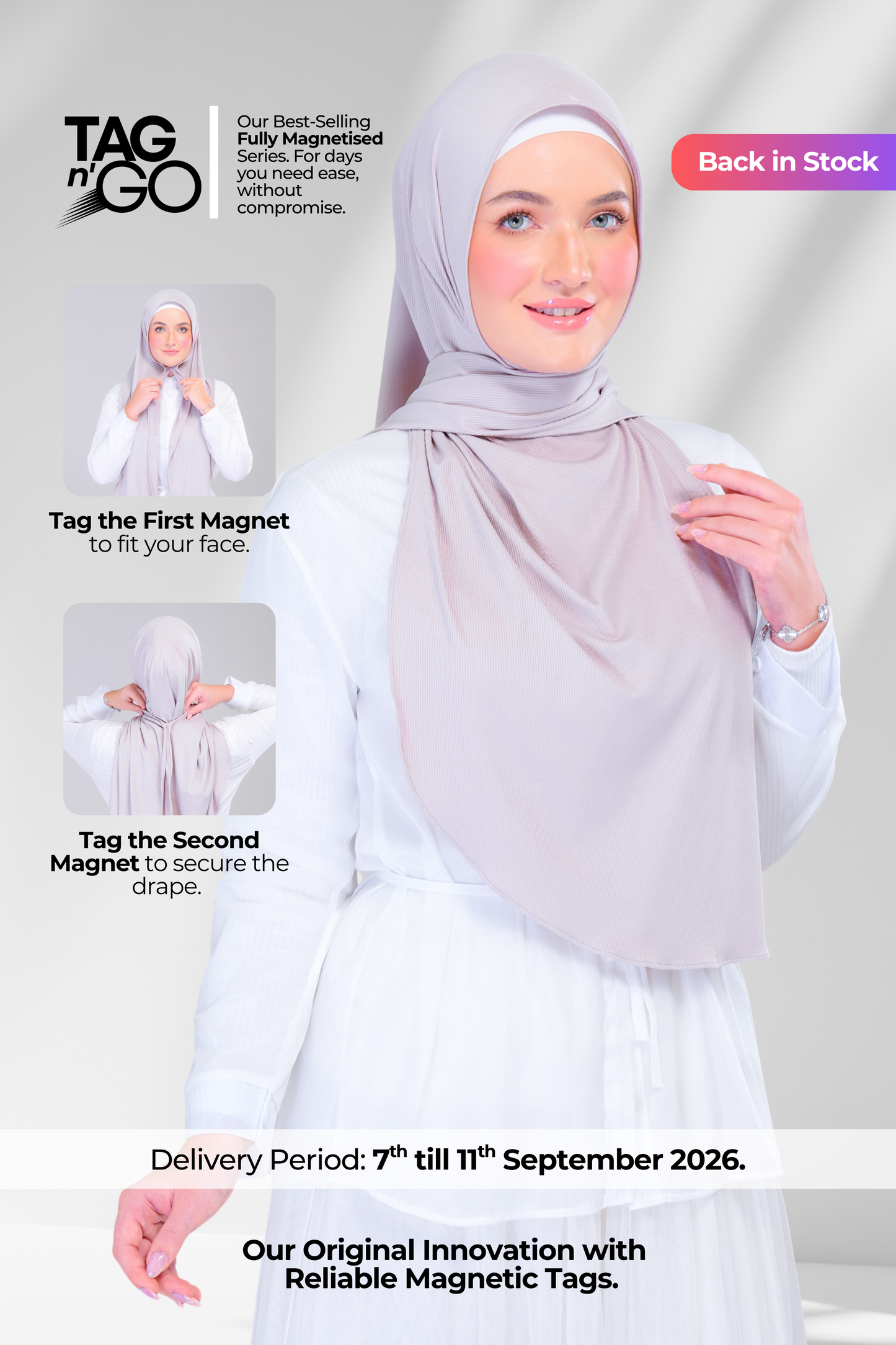Instant Tag n' Go Shawl | Ribbed Jersey in Taupe