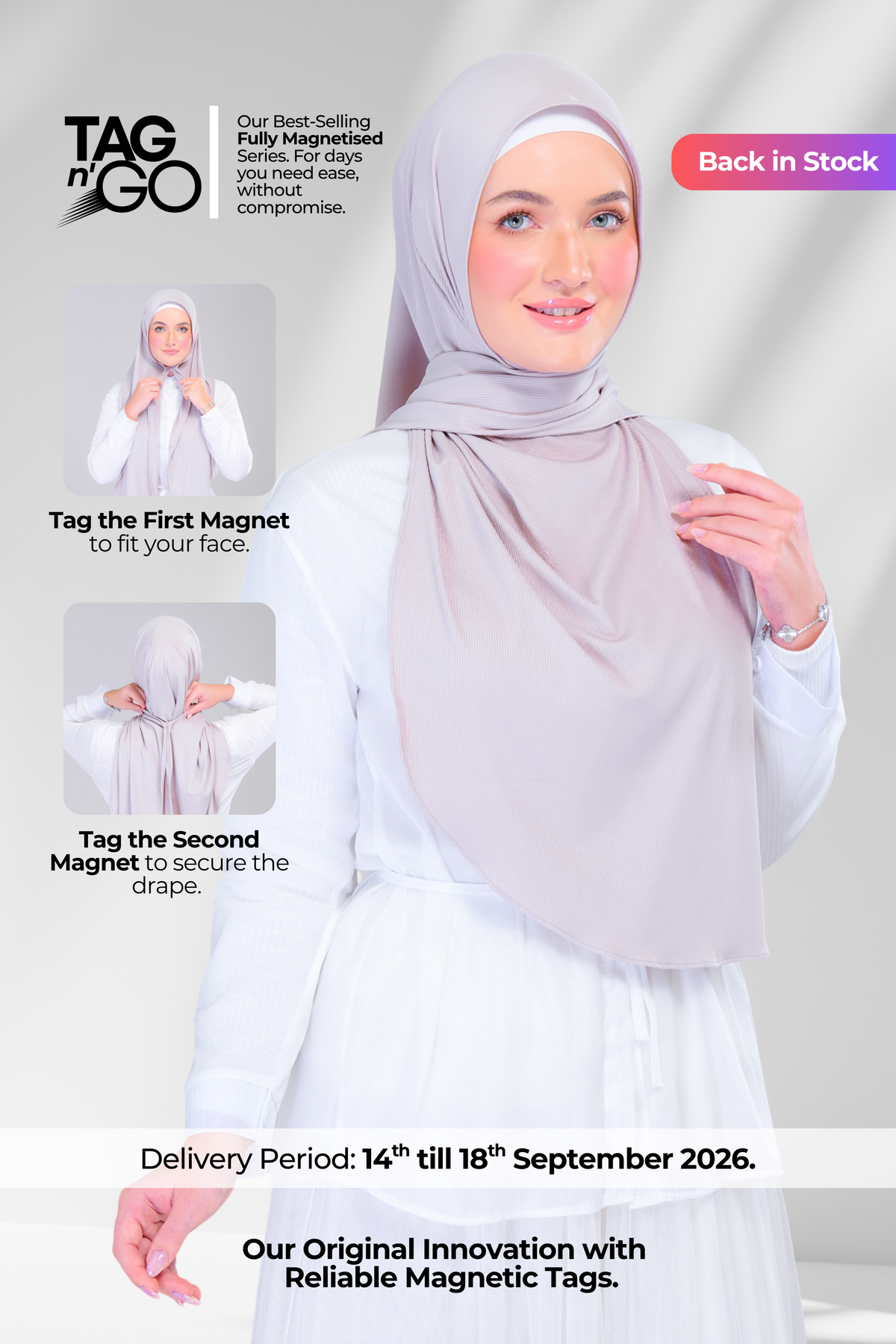 Instant Tag n' Go Shawl | Ribbed Jersey in Taupe