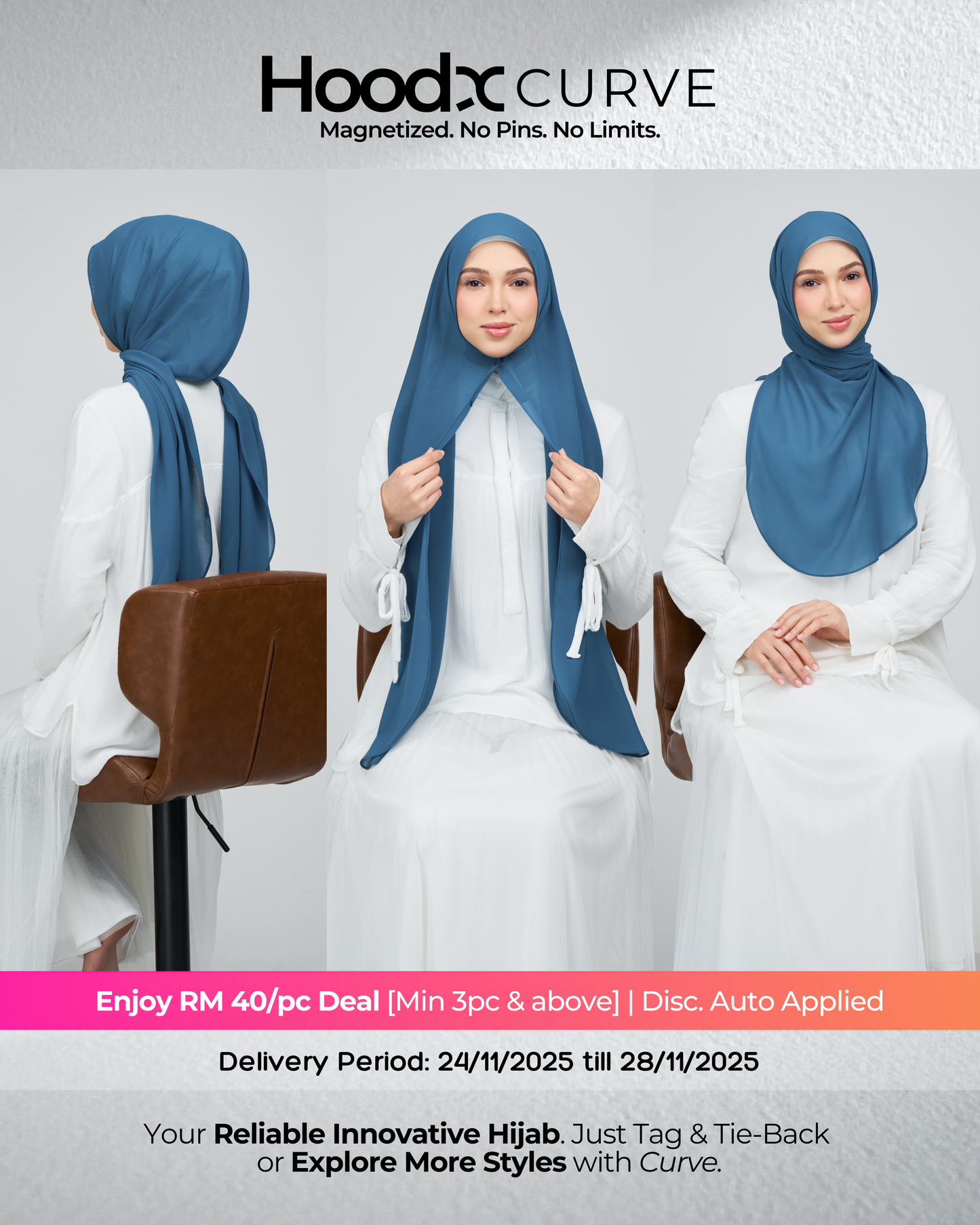 HoodX Curve in Teal Blue