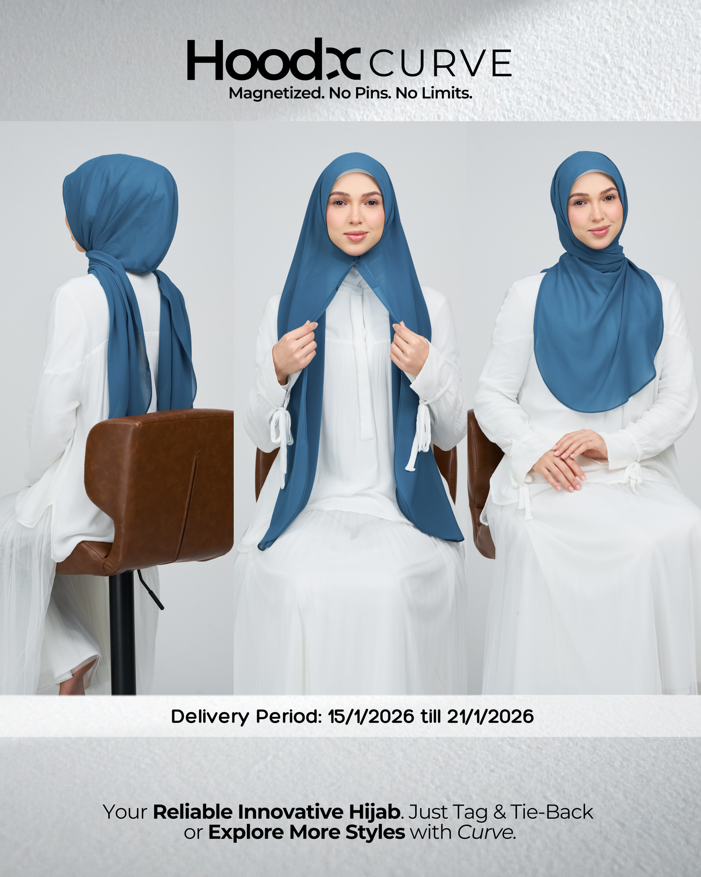 HoodX Curve in Teal Blue