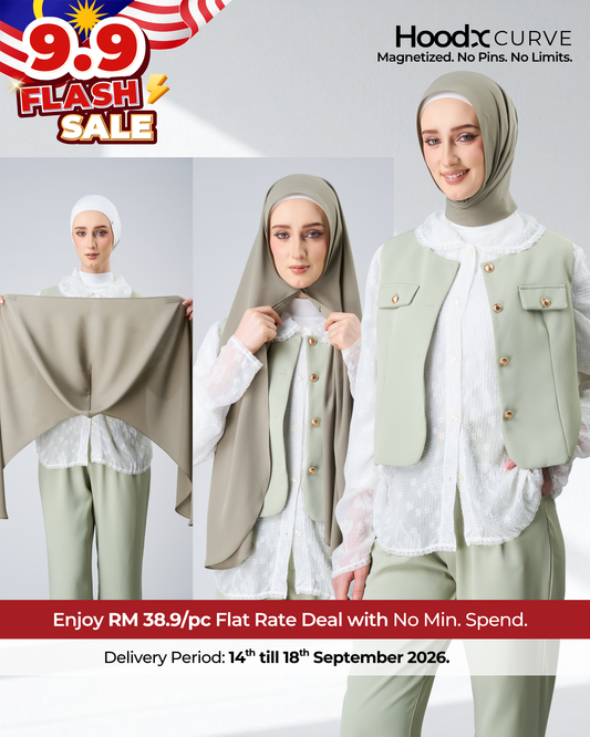 [9.9 Special] HoodX Curve in Thyme [Korean Chiffon]