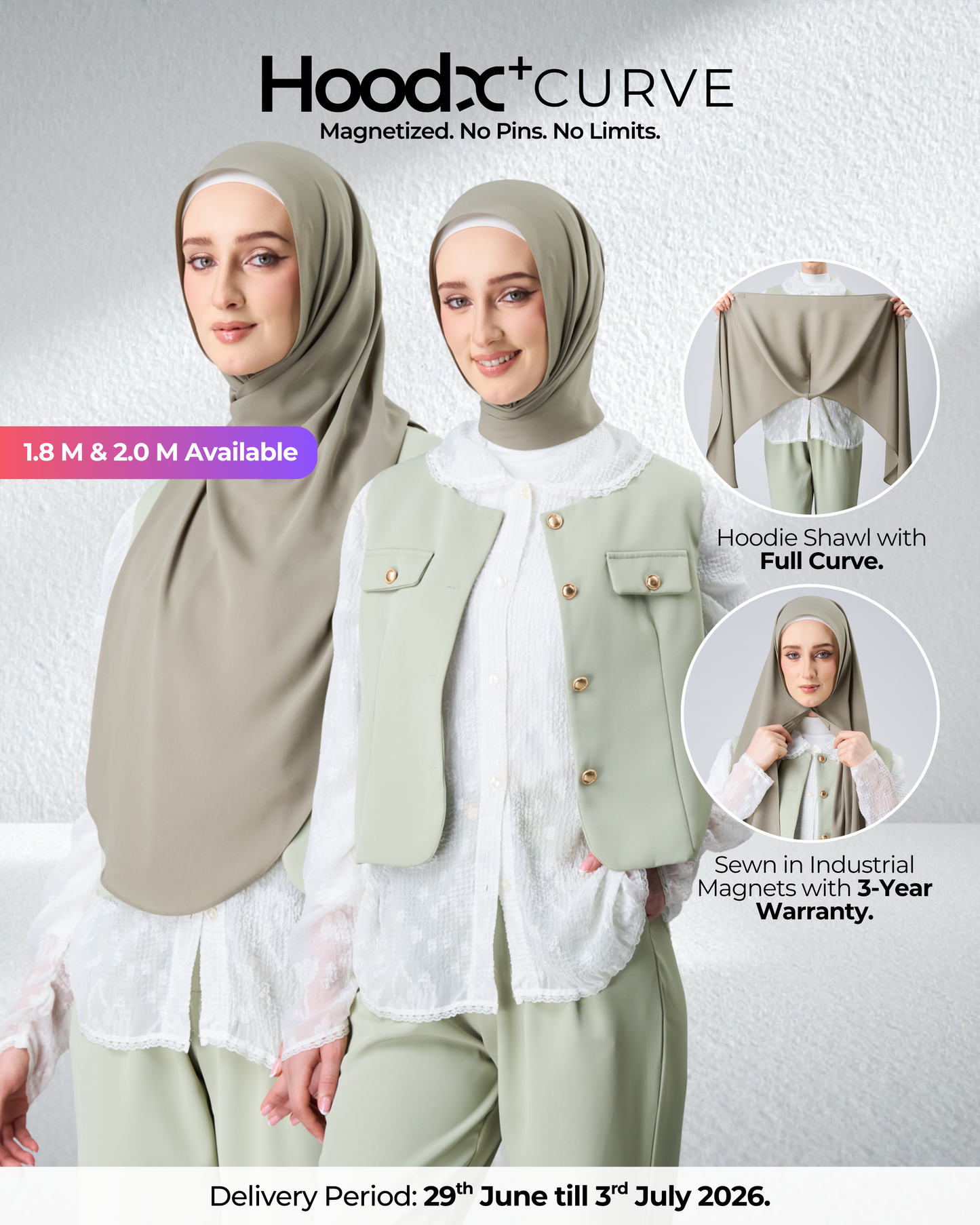 HoodX⁺Plus Curve in Thyme [Korean Chiffon]