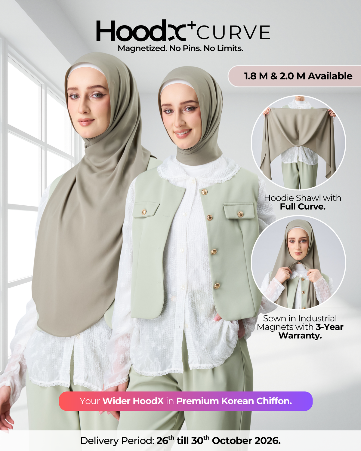 HoodX⁺Plus Curve in Thyme [Korean Chiffon]