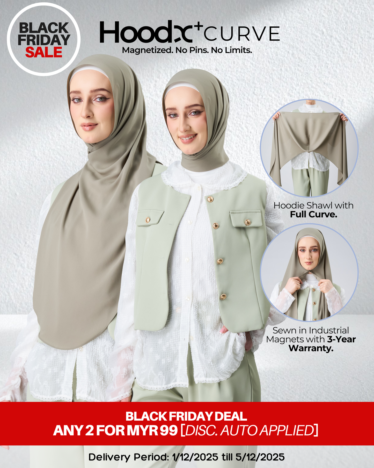 [BFS] HoodX⁺Plus Curve in Thyme [Korean Chiffon]