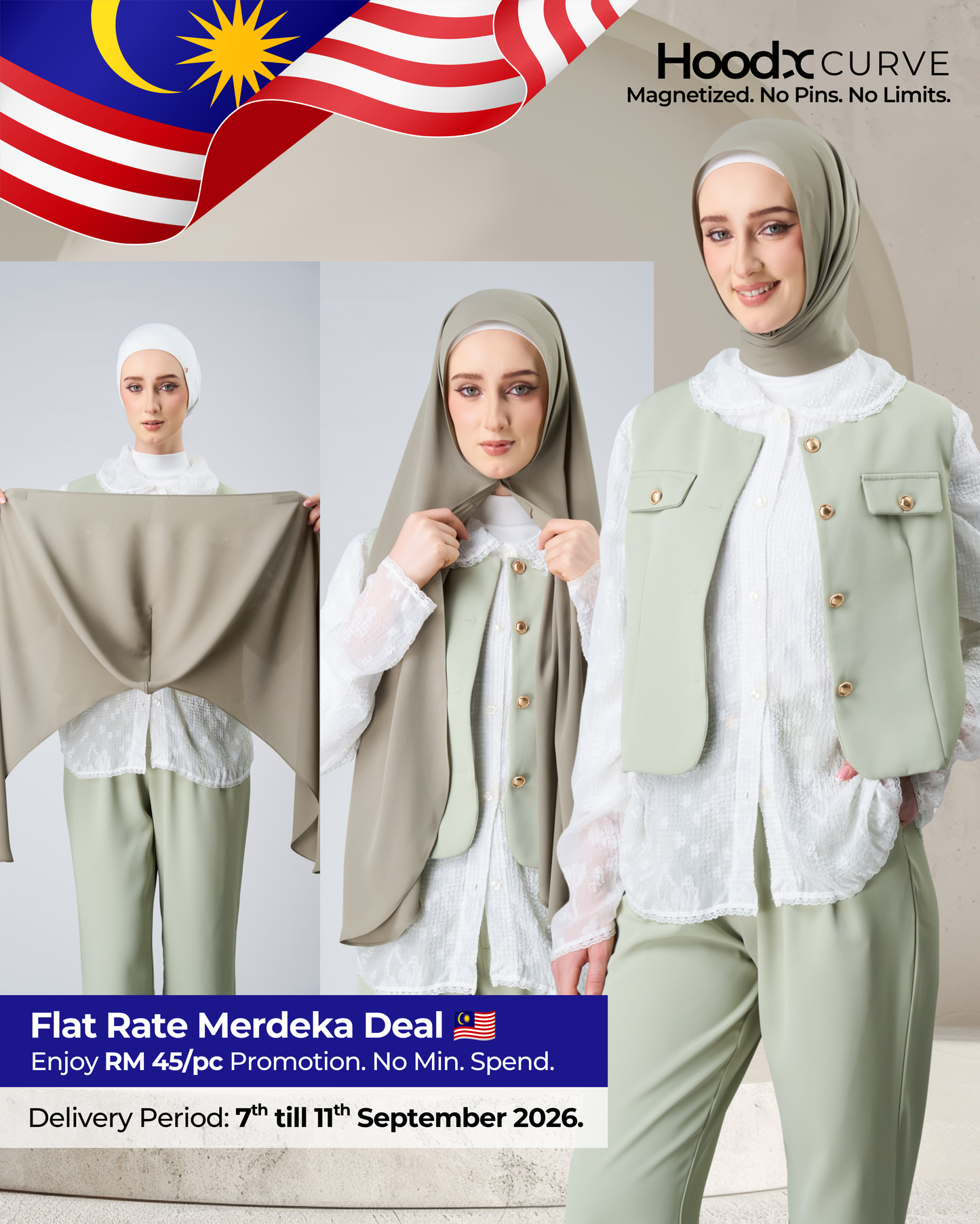 HoodX Curve in Thyme [Korean Chiffon]