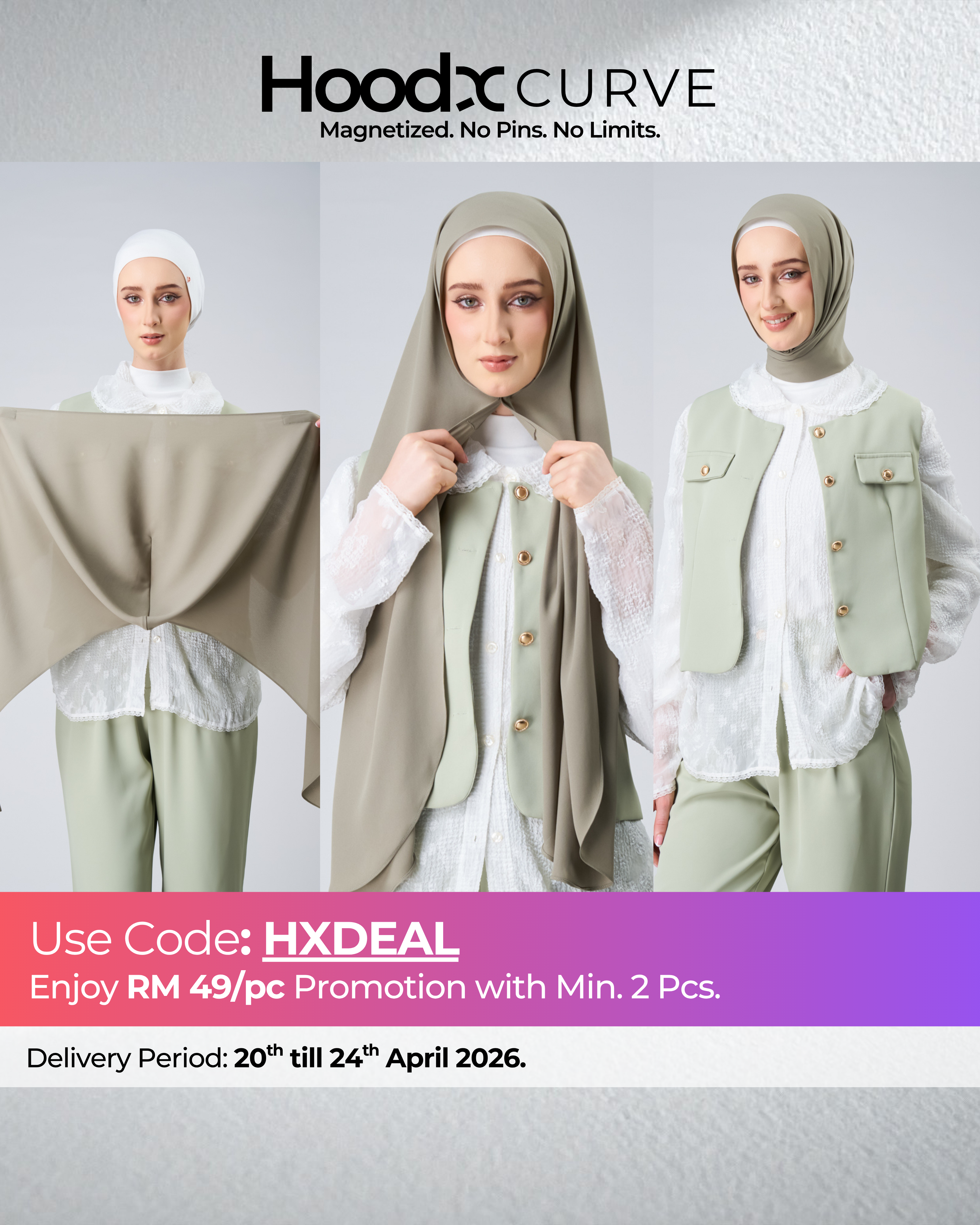 HoodX Curve in Thyme [Korean Chiffon]