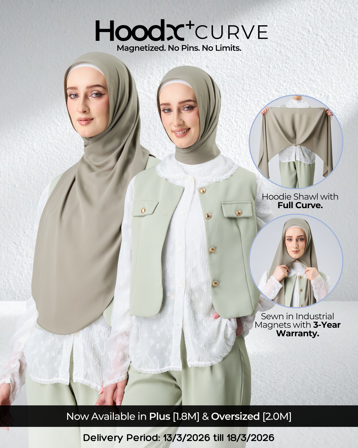 HoodX⁺Plus Curve in Thyme [Korean Chiffon]