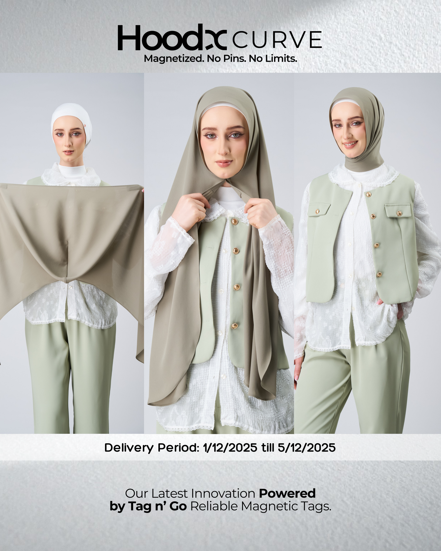 HoodX Curve in Thyme [Korean Chiffon]