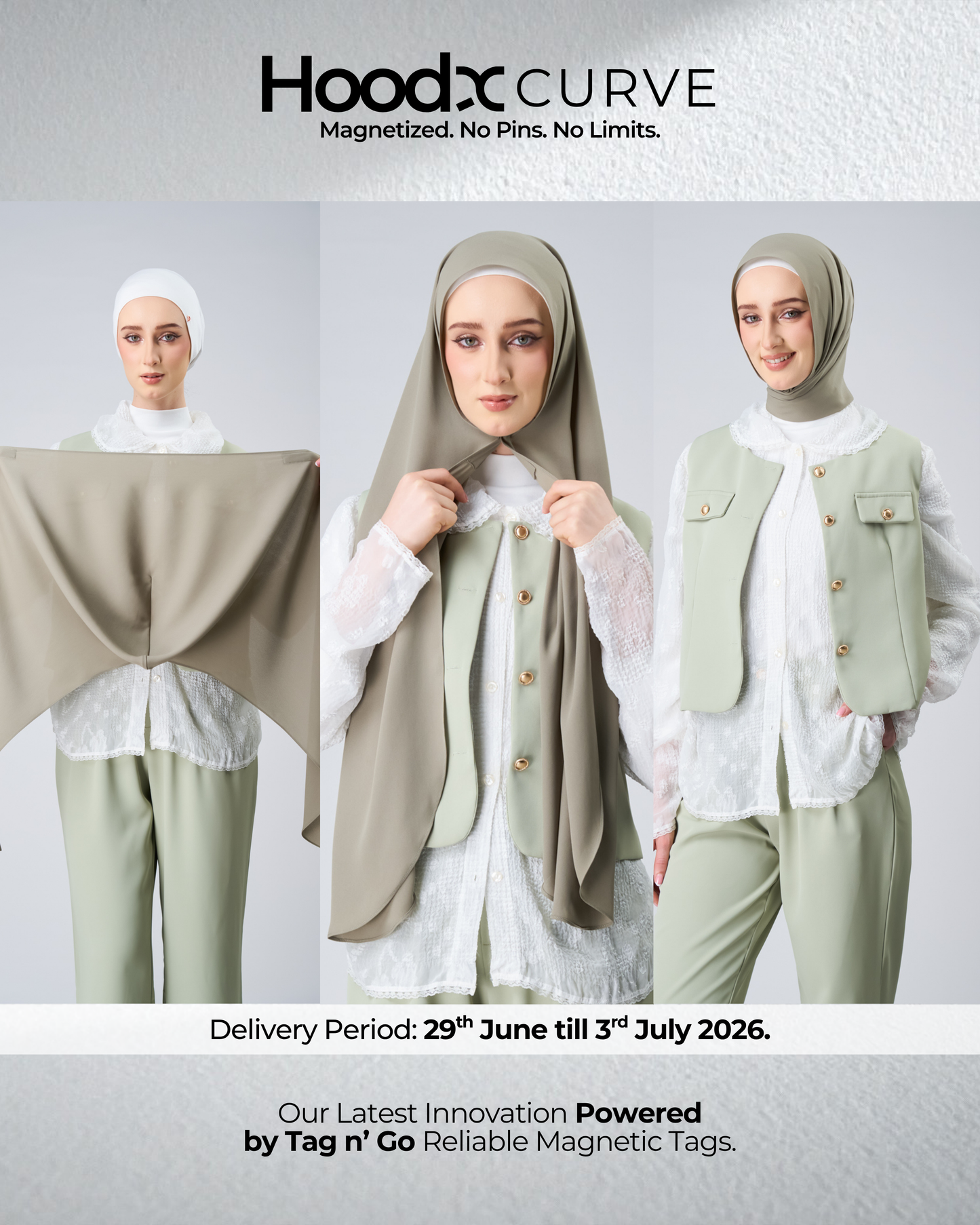 HoodX Curve in Thyme [Korean Chiffon]