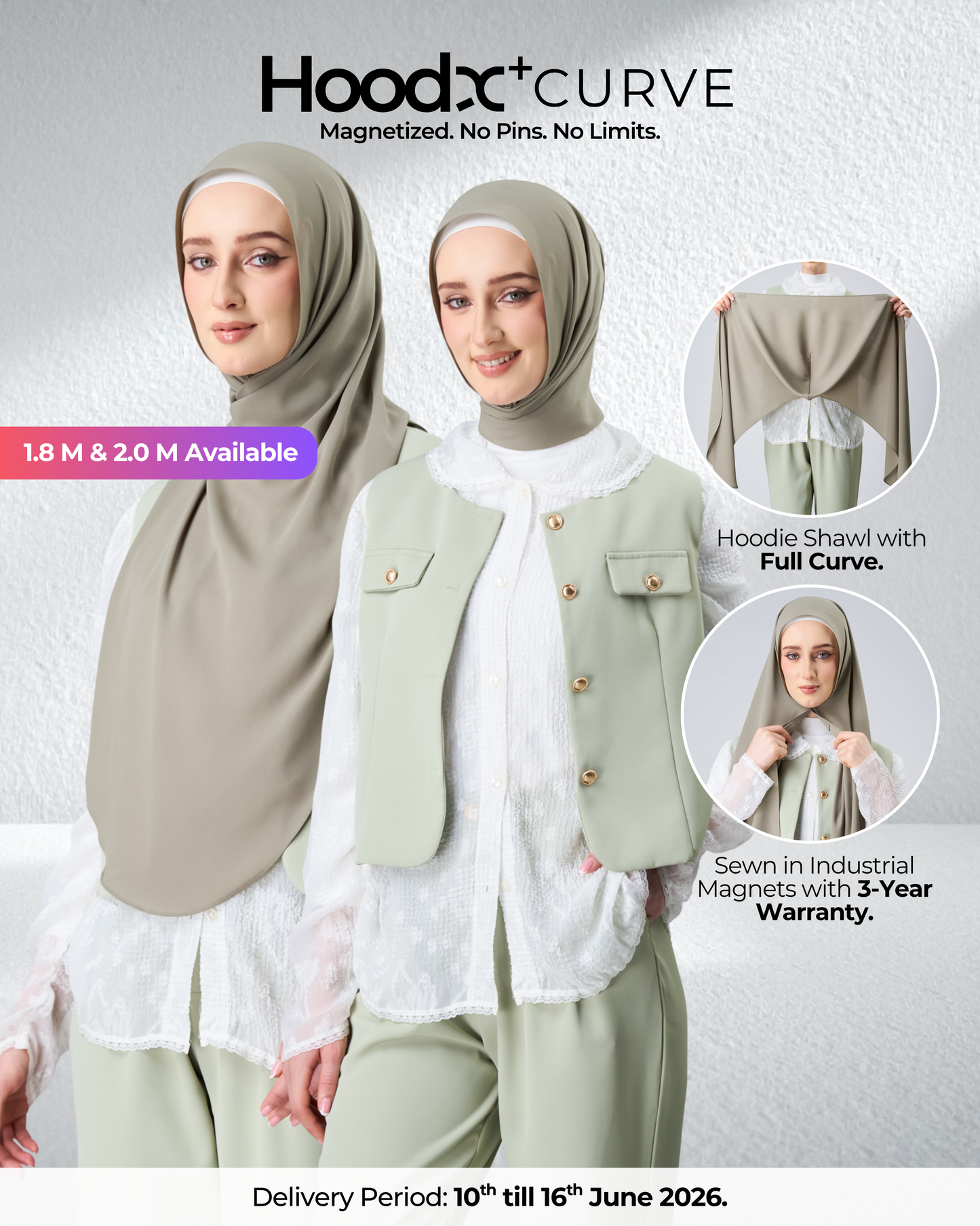 HoodX⁺Plus Curve in Thyme [Korean Chiffon]