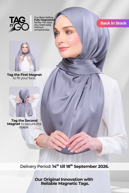 Instant Tag n' Go Shawl | Satin Silk in Titanium Grey