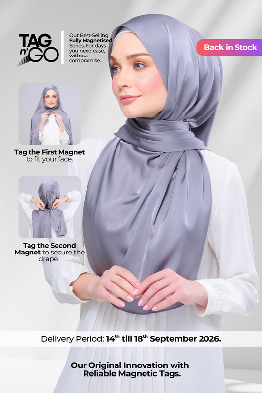 Instant Tag n' Go Shawl | Satin Silk in Titanium Grey