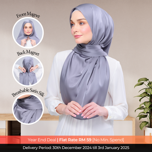 Instant Tag n' Go Shawl  | Satin Silk in Titanium Grey