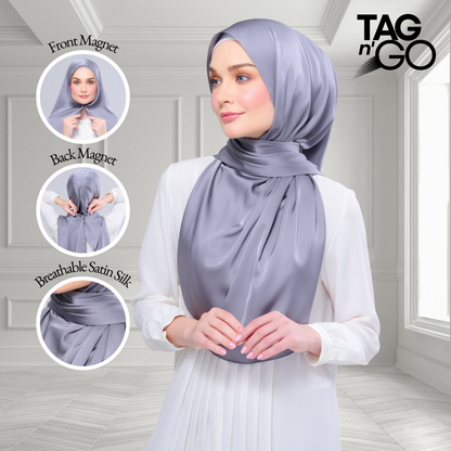 [As-Is] Instant Tag n' Go Shawl l Satin Silk in Titanium Grey