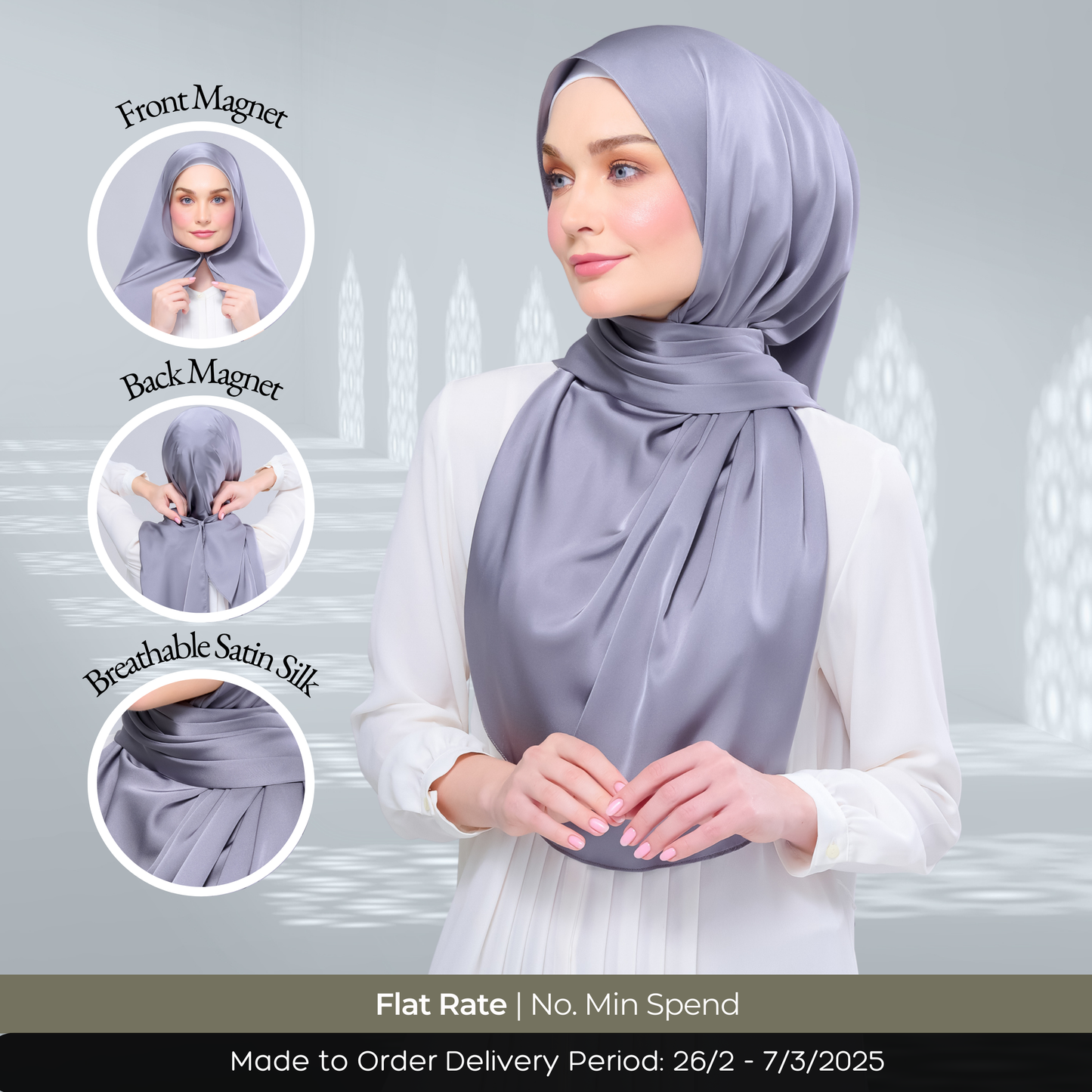 Instant Tag n' Go Shawl | Satin Silk in Titanium Grey