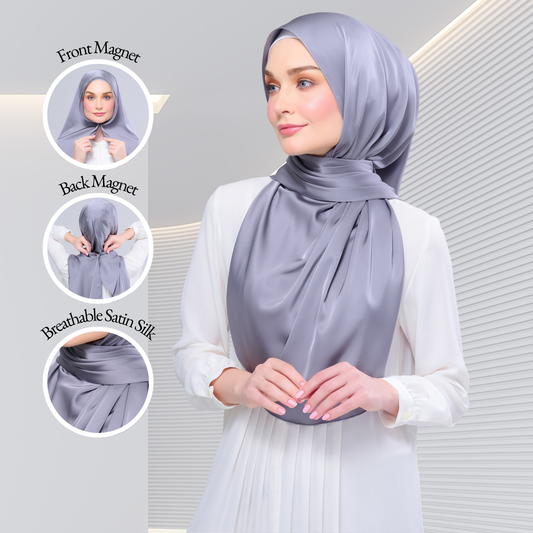 Instant Tag n' Go Shawl  | Satin Silk in Titanium Grey