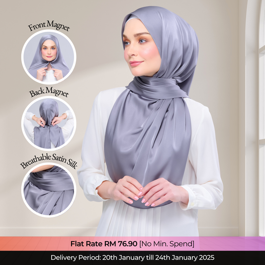 Instant Tag n' Go Shawl  | Satin Silk in Titanium Grey