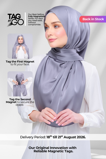 Instant Tag n' Go Shawl | Satin Silk in Titanium Grey