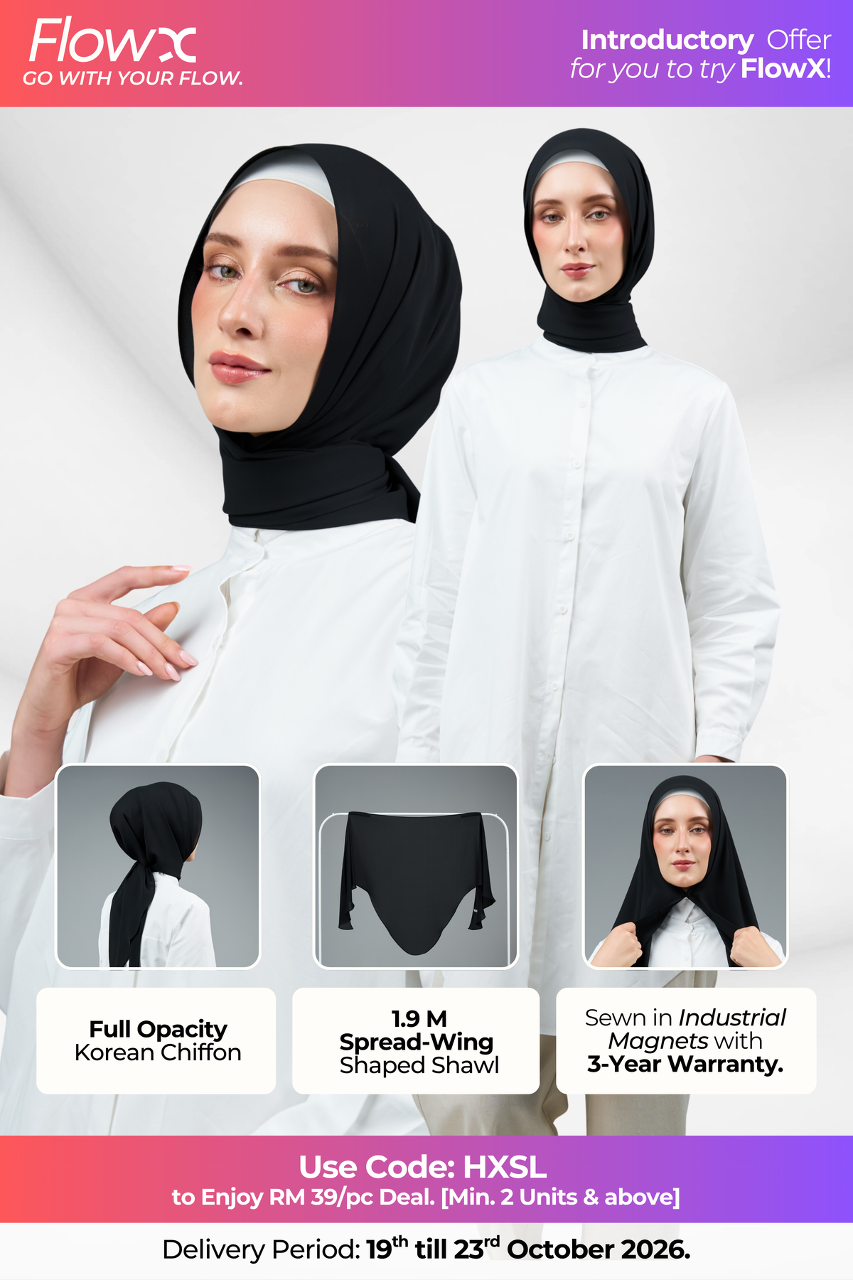 FlowX | Korean Chiffon in Black