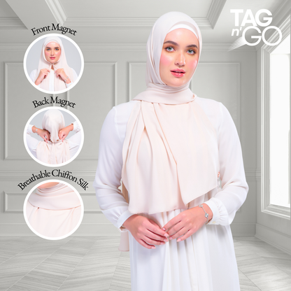 [As-Is] Instant Tag n' Go Shawl l Chiffon Silk in Warm Beige