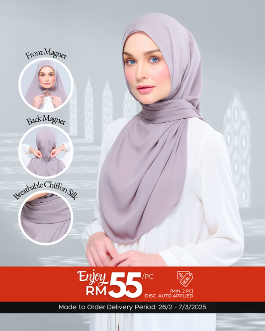 Instant Tag n' Go Shawl l Chiffon Silk 1.0 in Ash Taupe