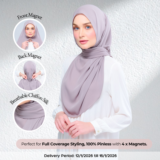 Instant Tag n' Go Shawl l Chiffon Silk 1.0 in Ash Taupe