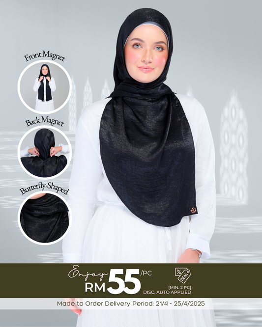 Instant Tag n' Go Shawl | Textured Silk in Black