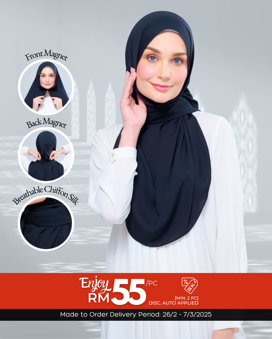 Instant Tag n' Go Shawl l Chiffon Silk 1.0 in Pitch Black