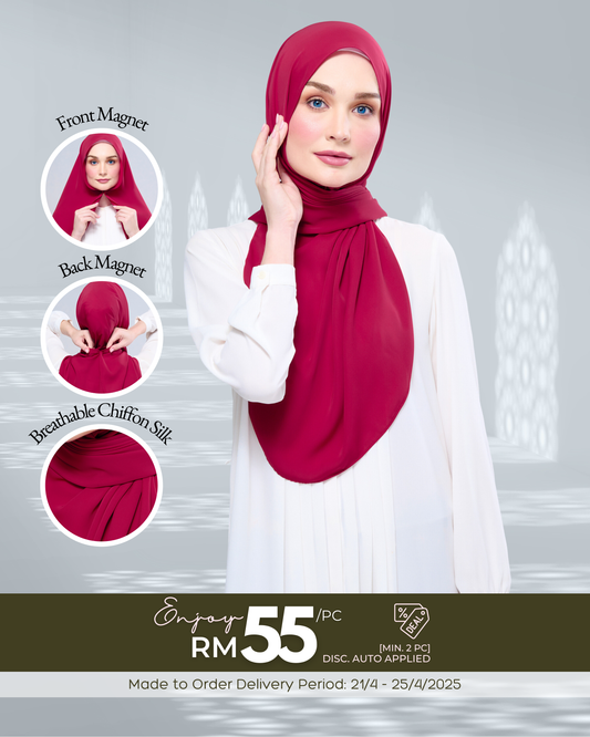 Instant Tag n' Go Shawl l Chiffon Silk 1.0 in Cherry
